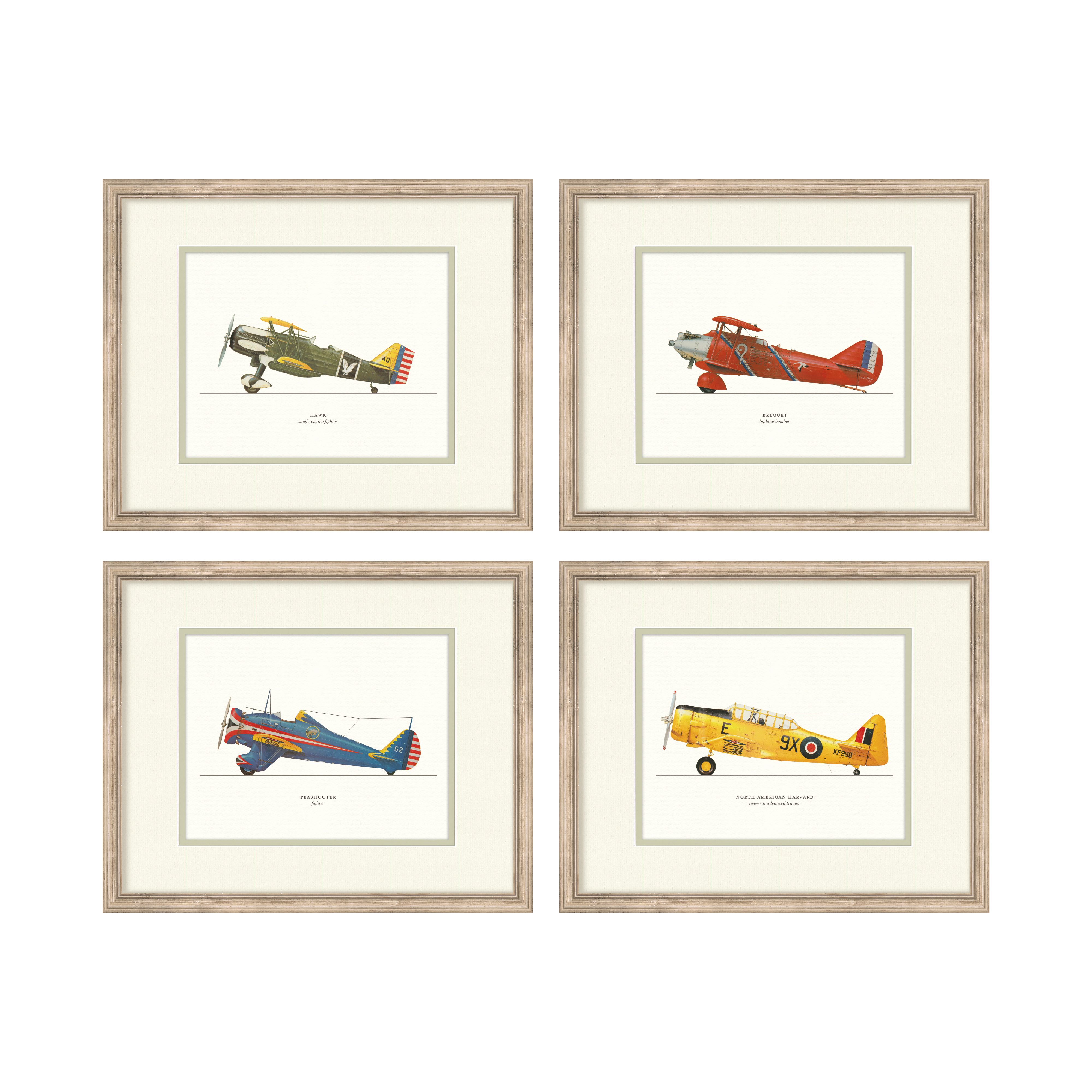 Vintage Airplanes - Curated Set of 4